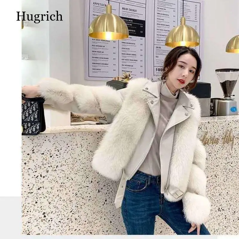 Women\'s Jacket 2021 Winter Fashion Fox Artificial Fur Coats Leather Female Jacket Wholeskin Female Parkas