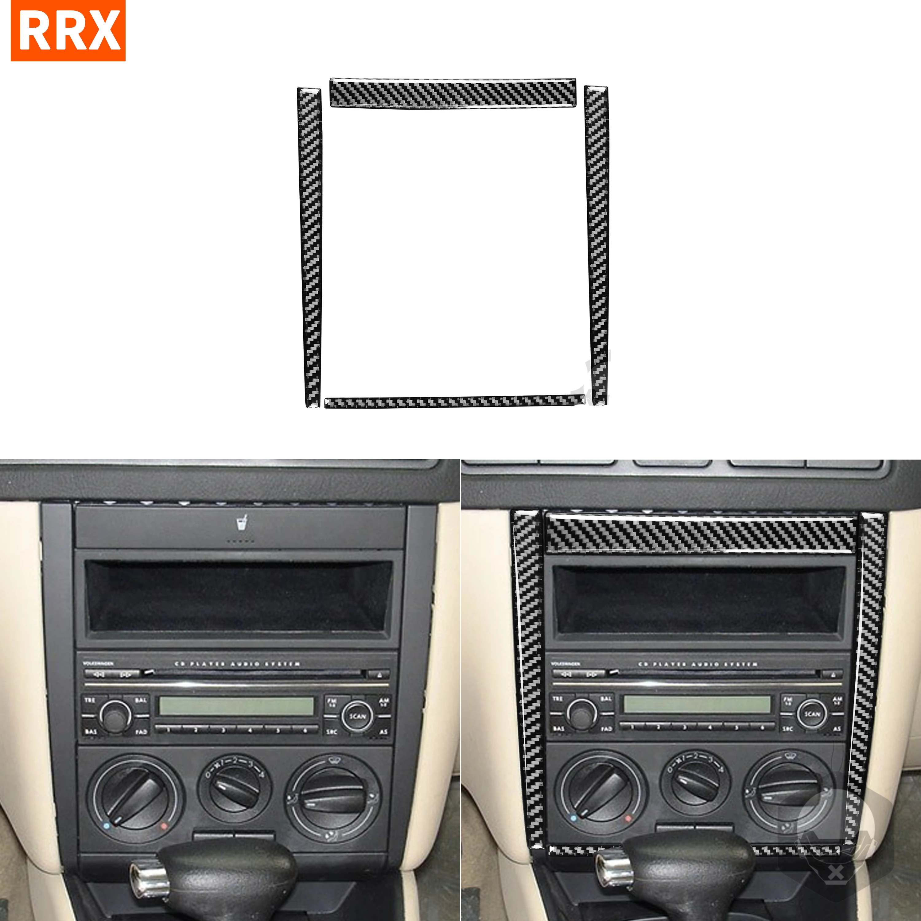 

Black Carbon Fiber Stickers Interiors CD AC Central Control Panel Frame Car Accessories For Volkswagen VW Golf 4 MK4 1999-2004