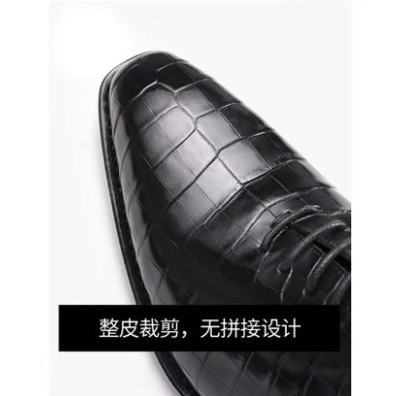 ouluoer import crocodile shoes  black  lace-up  men shoes  Wedding shoe  business  formal  Men leather shoes