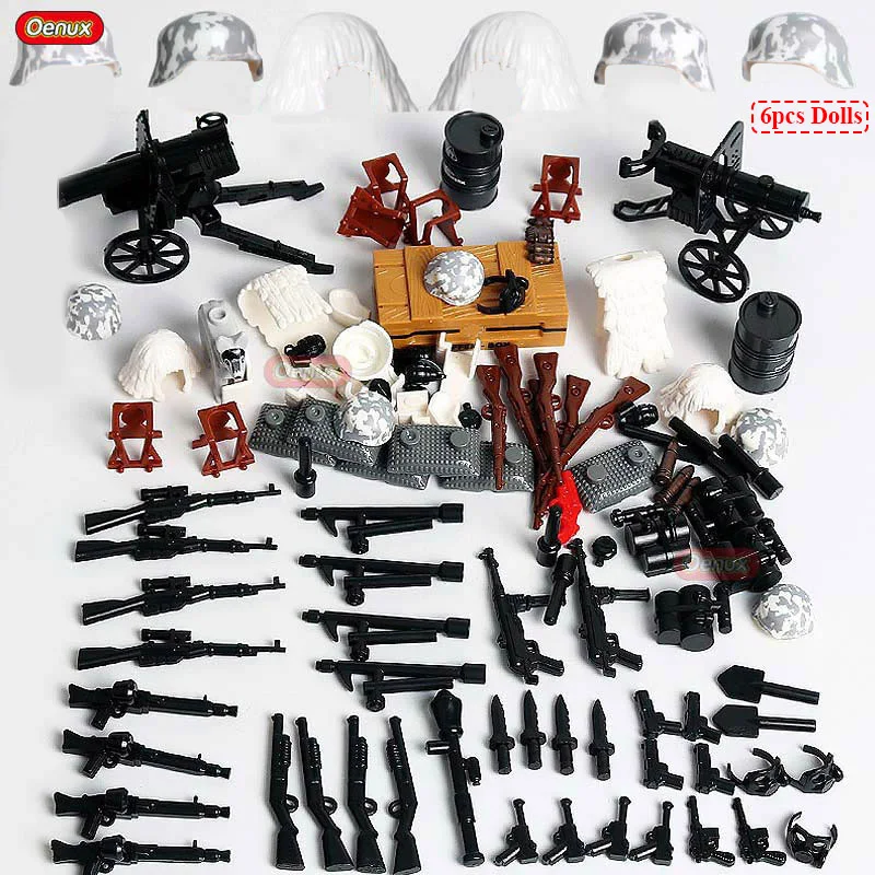 Oenux WW2 The Battle Of The Caucasus Military Small Building Block Military Special Force Snow Soldiers Figure Brick MOC Kid Toy