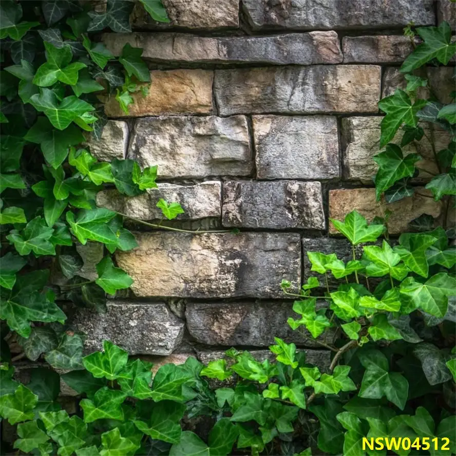 Laeacco Spring Green Vine Old Stone Stacked Wall Party Home Decor Scene Photography Backgrounds Photo Backdrops For Photo Studio