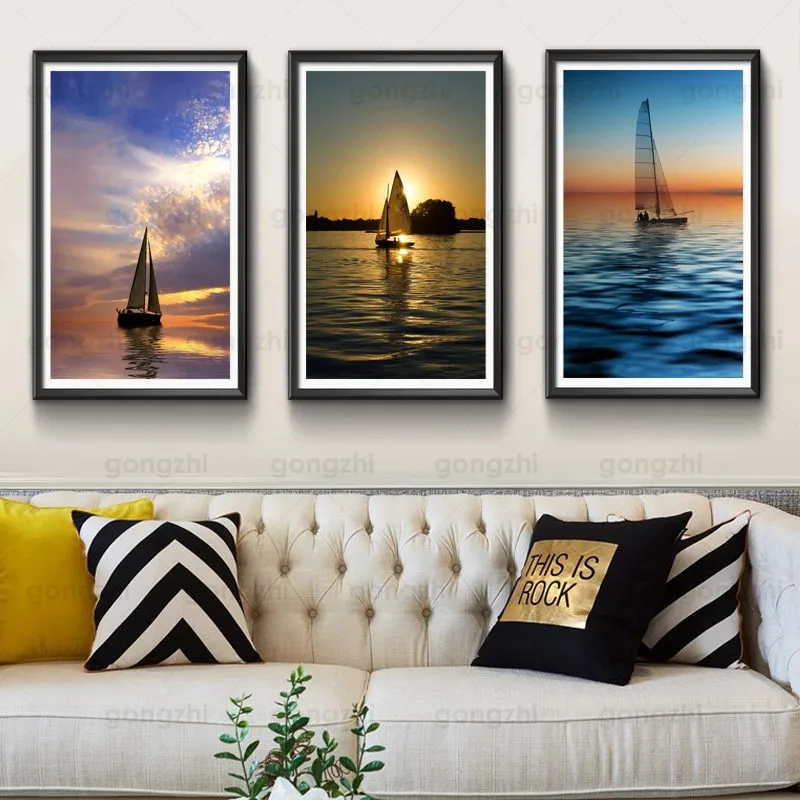 Colorful Seascape Canvas Painting Sunset Scenery Canvas Painting Living Room Bedroom Cafe Wall Decor Printing Hd Modern Poster