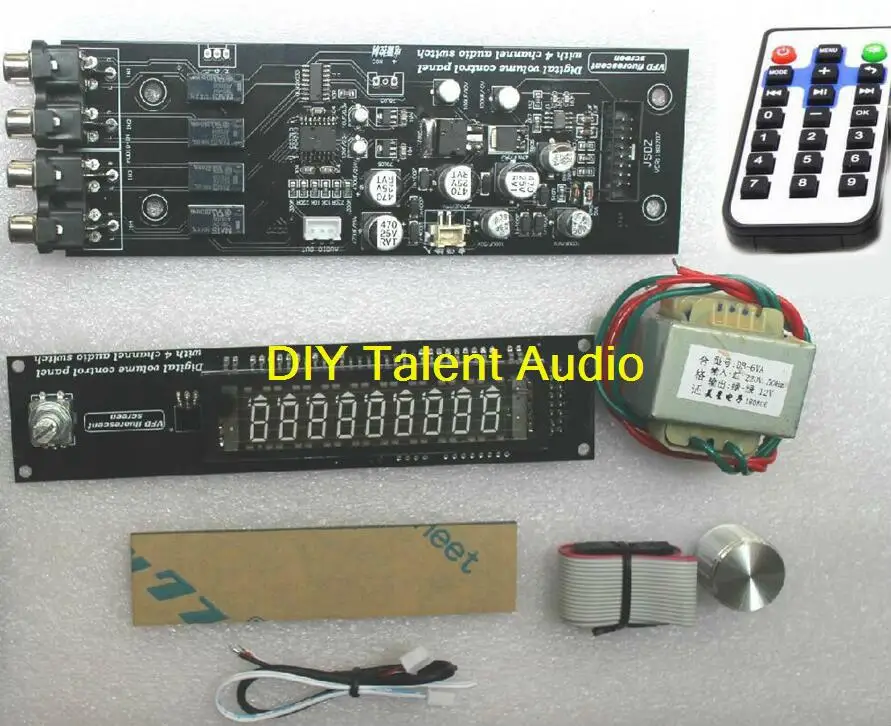 finished CS3310 Remote Preamplifier Board With VFD Display 4-way Input Digital Volume Control Board with transformer