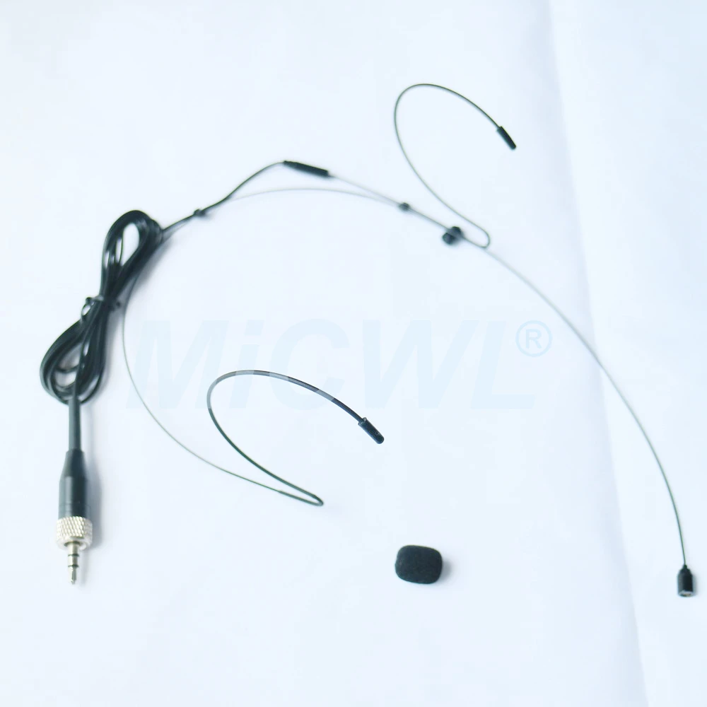 Mikrofon słuchawkowy z podwójnym zaczepem na ucho do kieszonkowego systemu bezprzewodowego Sennheiser SK100 G2 G3 G4 z blokadą 3,5 mm