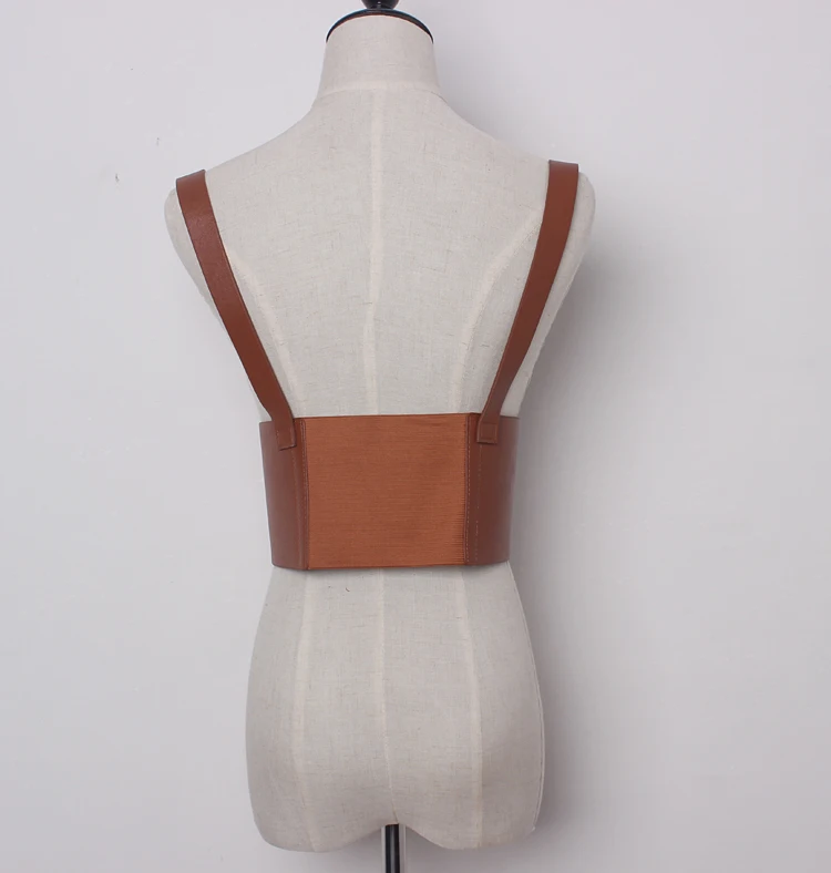 Women's runway fashion PU leather elastic vest Cummerbunds female Dress Corsets Waistband Belts decoration wide belt TB1534