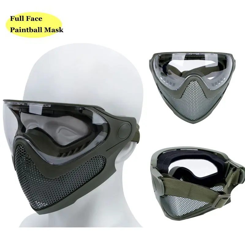 

Army Airsoft Full Face Mask Military Tactical Combat Protection Mask Outdoor Hunting Shooting Paintball Face Mask with 3 Lenses