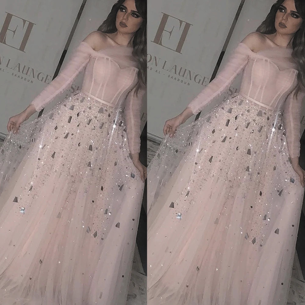 SuperKimJo หนึ่งไหล่สีชมพูชุดราตรีหรูหราคริสตัล Elegant ลูกปัดพรหมชุด 2020 Vestido De Formatura Longo