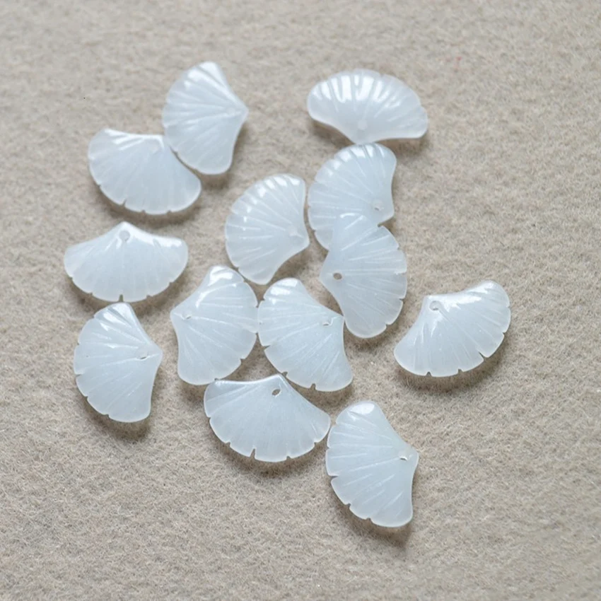 5pc Carved Ginkgo Leaf Gem Stone Loose Bead Natural Stone Beads For Jewelry Making Components DIY Accessories 22x 15mm DYL0108