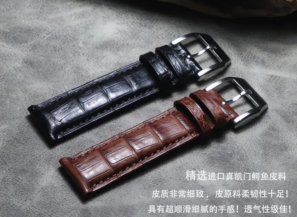 

High Quality 20mm 21mm 22mm Brown Black crocodile leather Watch Strap Watch band For IWC PORTUGIESER CHRONOGRA Mark Bracelet