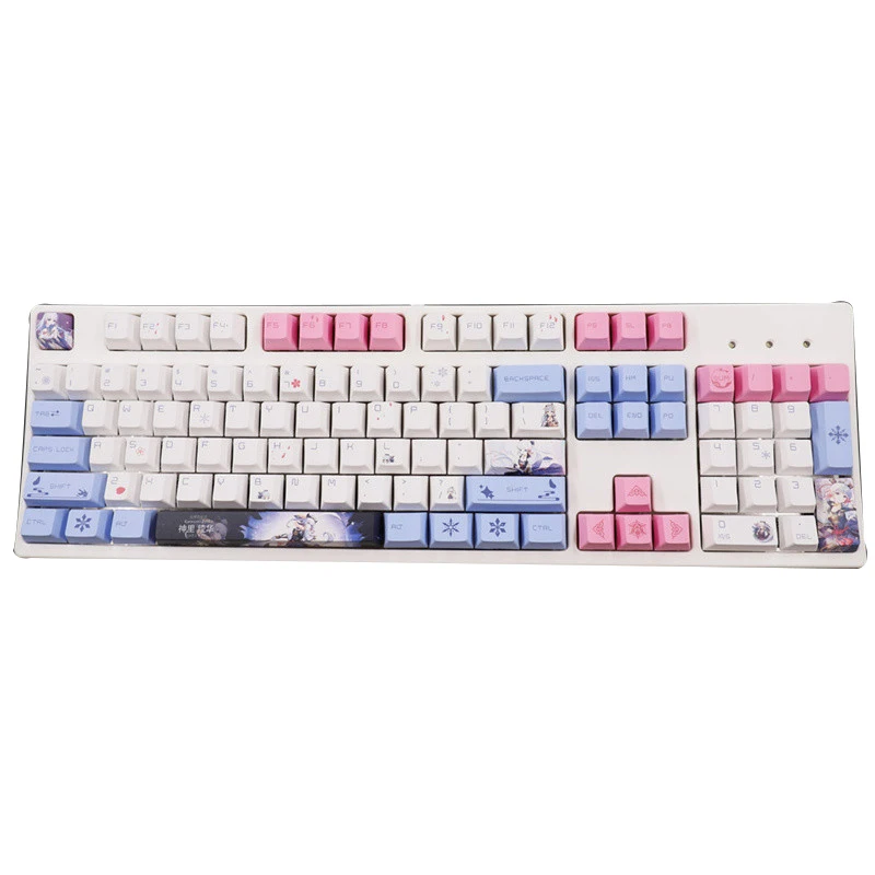 

Игровые колпачки для клавиш Genshin Impact Kamisato Ayaka, 135 клавиш, материал PBT для механической клавиатуры MX