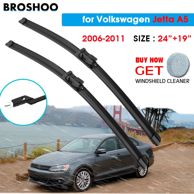 

Car Wiper Blade For Volkswagen Jetta A5 24"+19" 2006-2011 Windscreen Windshield Wipers Blades Window Wash Fit Push Button Arm