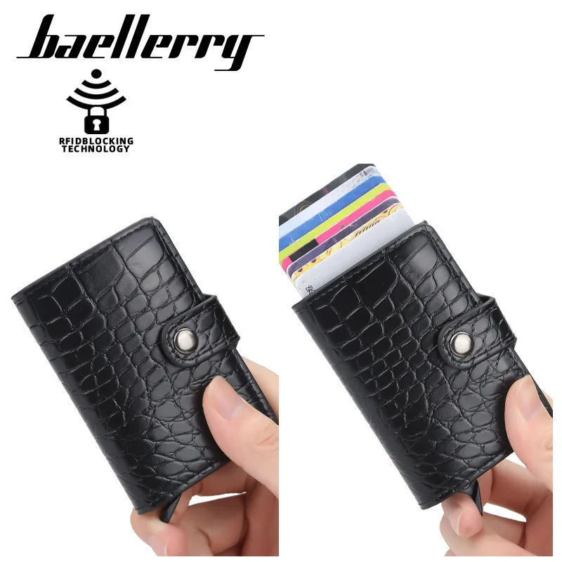 Men Crocodile Pattern Card Holder Hasp Wallet RFID Anti-magnetic Automatic Ejection Women Credit ID Card Holder Purse Card Cover