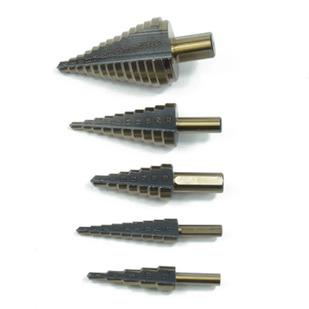 5-35/6-60/6-35/6-65/10-45/Inch 5pcs mm HSS Titanium Coated Step Drill Bit for Metal Wood ing Hole Cutter  Cone 