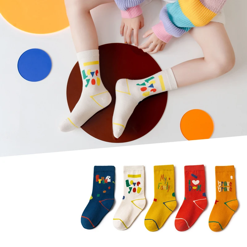 

5Pairs/lot Baby Socks Autumn Winter Warm Kids Cotton Socks Cute Colorful Rainbow Candy Thick Socks Children Cartoon Socks