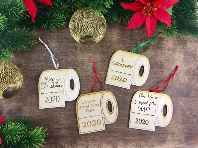 

Merry Christmas toilet paper Quarantine at home Xmas tree decor ornament decoration holiday gift for guest friend