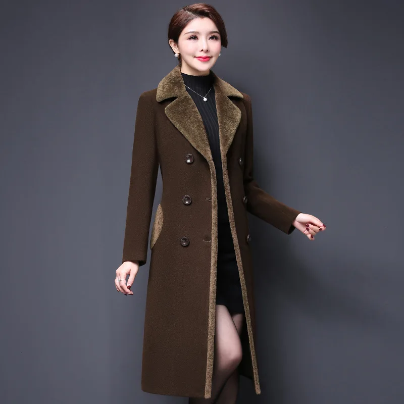 Fine Woolan Coat Women 2025 Autumn Winter Jacket Female Korean Mother Tops Medium-length Thick Slim Ft Warm Wear Woolen Overcoat