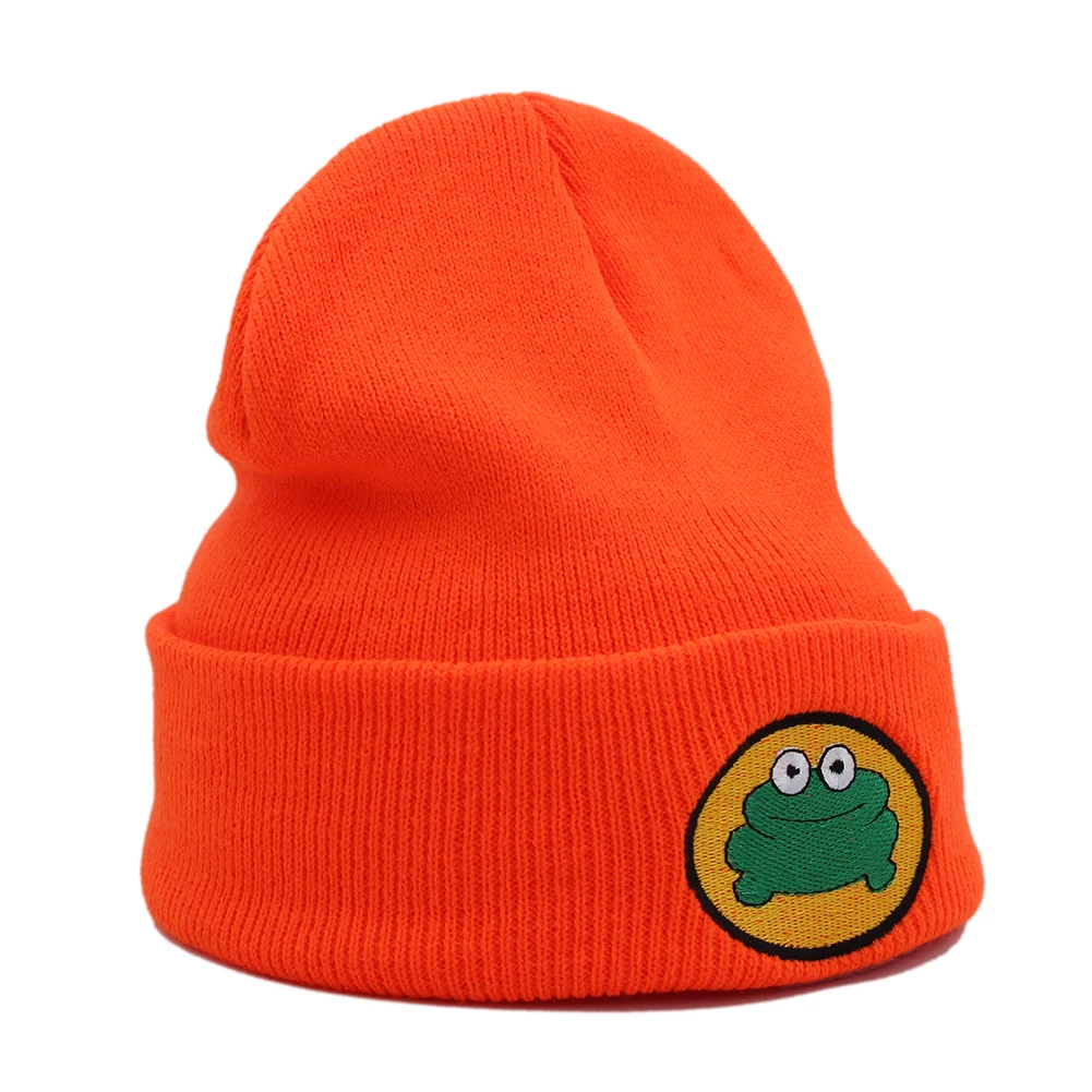 Gorro de punto de dibujos animados para hombre y mujer, gorro de punto de rana Rapper, Parappa de TV, Unisex