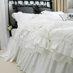 Luxury King Size Bedding Set Romantic Lace Ruffle Duvet Cover Wedding Bed Cover Set Bedroom Set Queen Comforter Bedding Sets