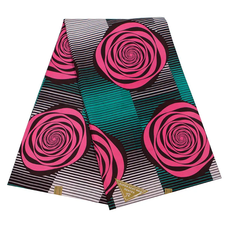 

2019 Veritable Wax 100% Polyester Pink & Green Print Fabric African Fabric Pagne Wax