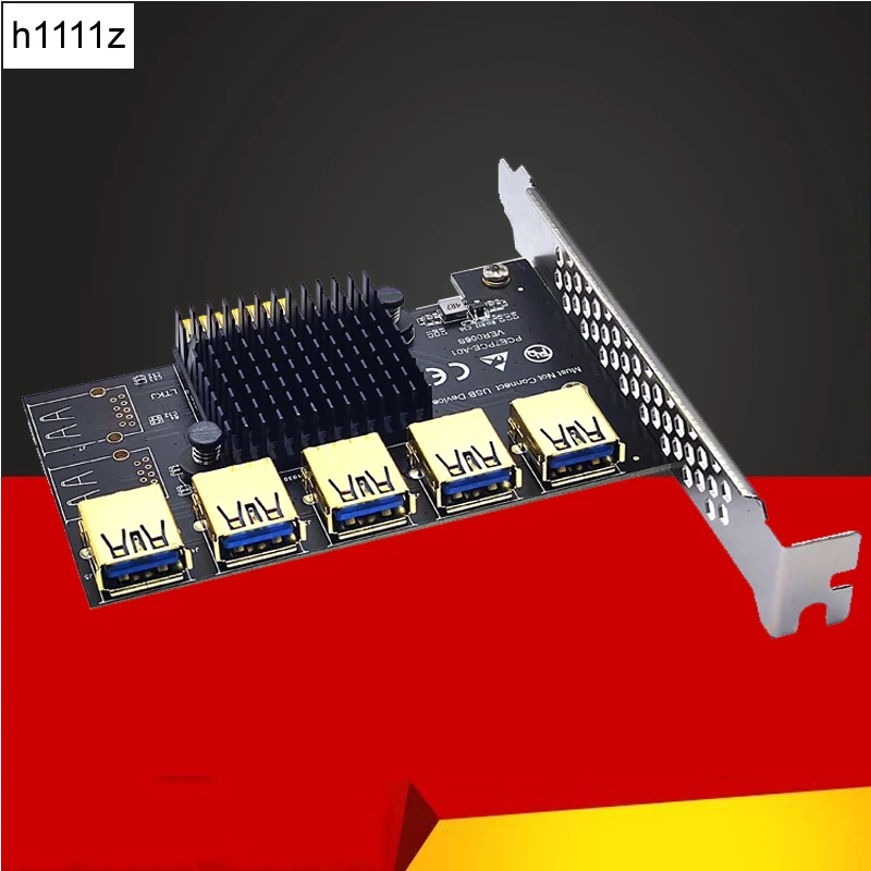

PCIE 1 to 5 Riser Adapter PCIE X1 to USB 3.0 Multiplier PCI Express Riser Card For Graphic Card Bitcoin Miner Mining Add On Card