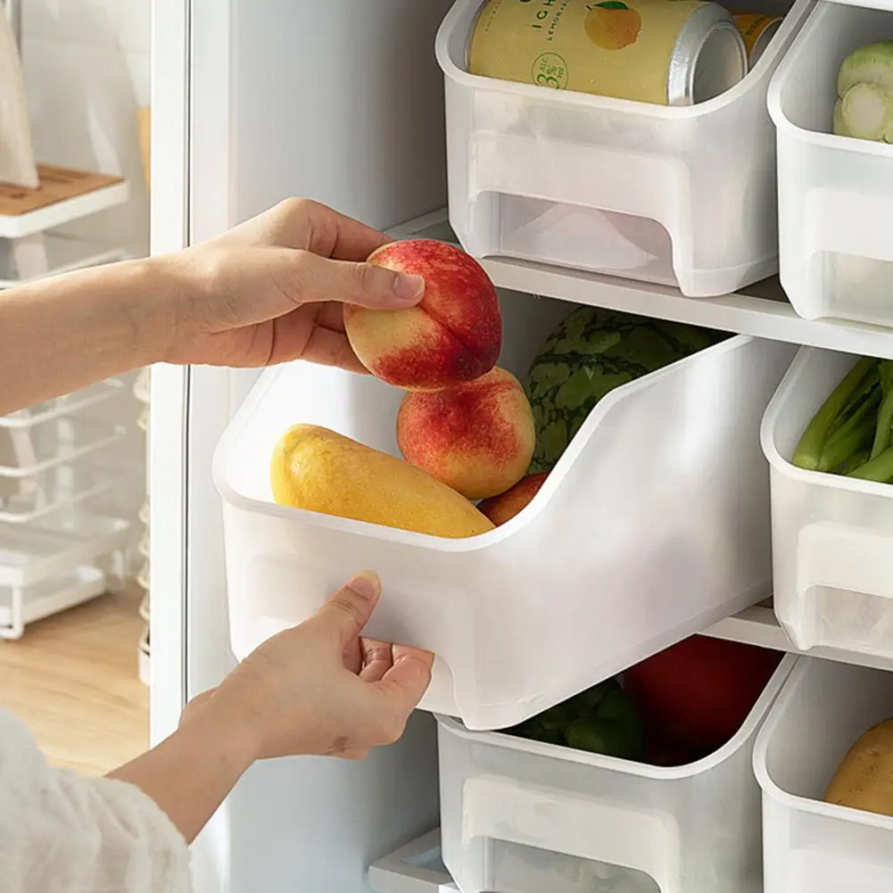 Large Opening Design Without Cover Plastic Refrigerator Storage Box Clear Drawer Type Food Organizer For Put In Refrigerators