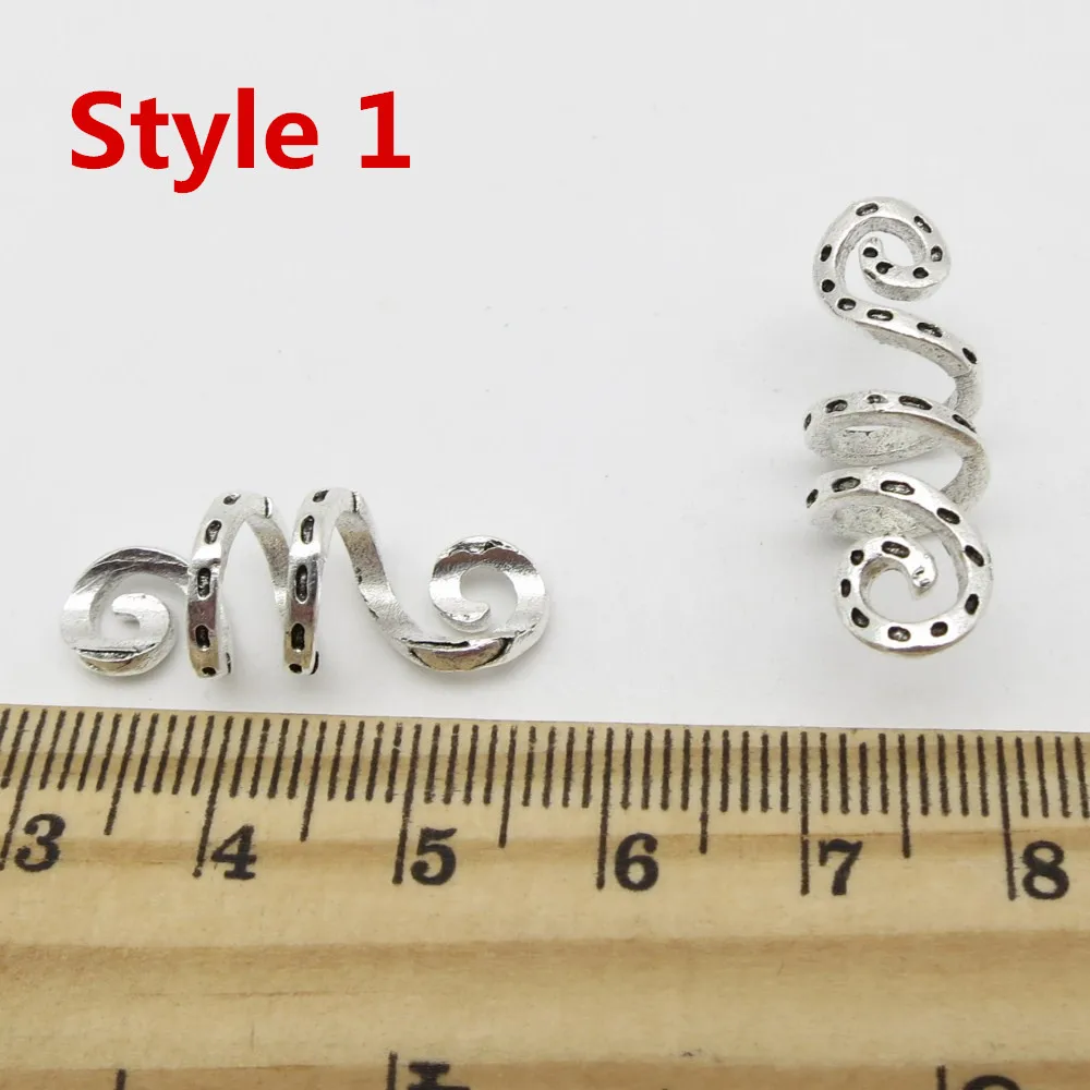 5pcs Metal Silvery/Golden Viking Spiral Hair Braid Dread Beard Dreadlock Beads Rings Tube Clips for Hair Accessories Charms