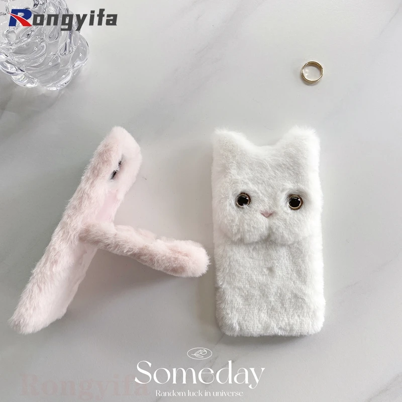 For Xiaomi Mi 11 10 Ultra 10T 9 Pro 10S CC9 Note 10 A3 A2 Lite Poco X3 Pro NFC Cute Cat Ears Phone Case Plush Back Cover