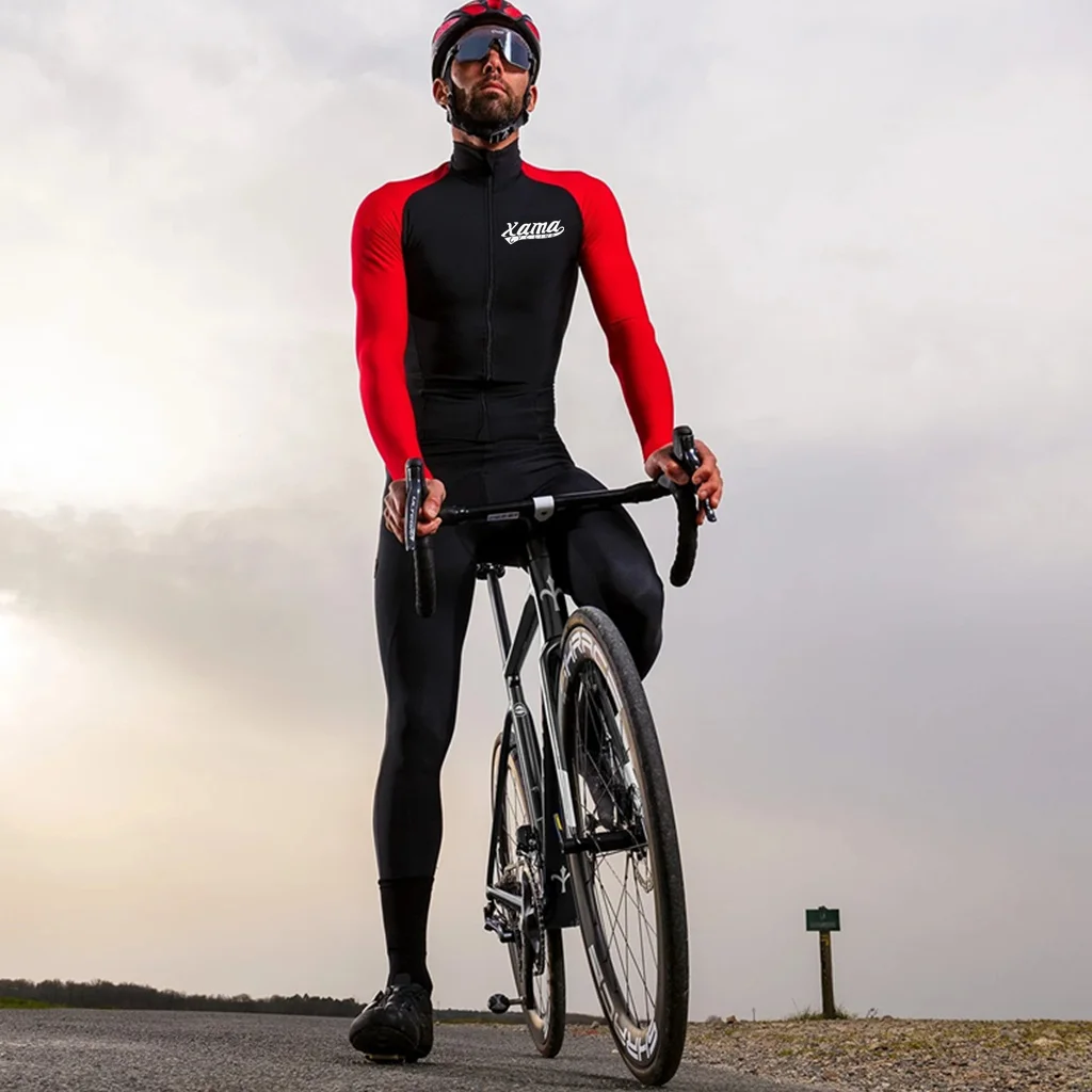 Tuta invernale in Lycra da Ciclismo Xama manica lunga/pantalone tuta intera Bisiklet formasova Takım Mono Ciclismo Invierno tuta