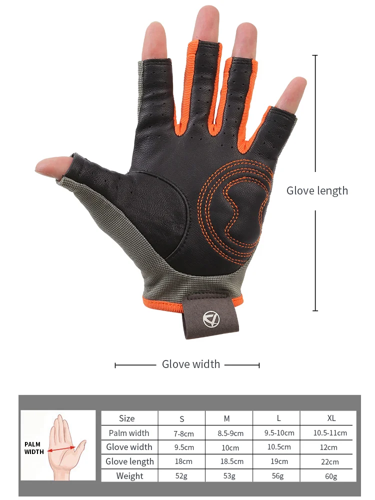 XINDA professional Outdoor Sports Half Finger Cowhide Climbing Gloves Rock Climb Downhill Hiking Anti Slip Wear resistant gloves