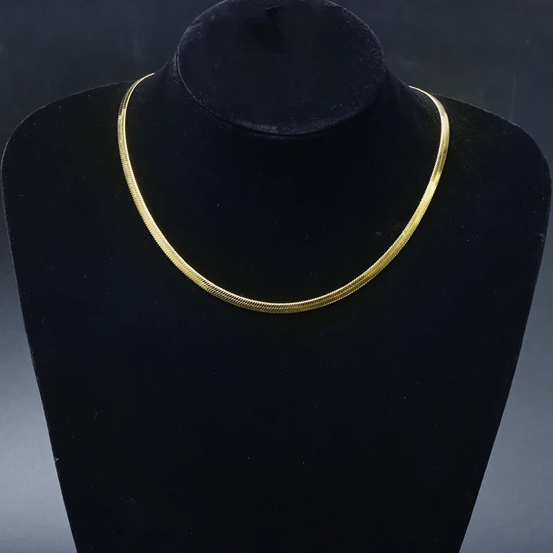 Colliers en acier inoxydable pour femmes et hommes, chaînes serpent, ras du cou à chevrons, cadeau de fête, bijoux de différentes longueurs, 10 pièces/lot