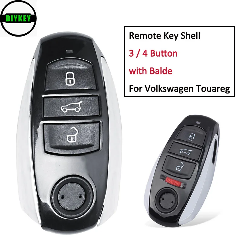 

DIYKEY Smart Remote Control Car Key Shell Case for Volkswagen Touareg 2011 2012 2013 2014 2015 2016, Fob 3 / 4 Button With Blade