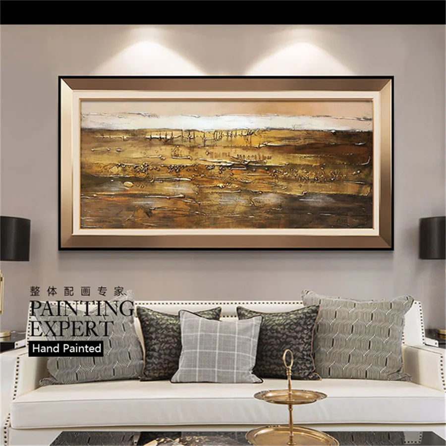 

100%Top artist handmade canvas oil painting golden nostalgic painting abstract mural hotel living room home decoration painting