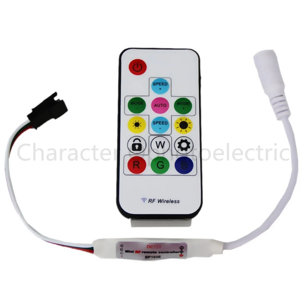 SP103E Mini RF Controller With 14 Keys Wireless Remote For WS2811/WS2812 LED Strip Light DC5V/12V Colourful (C5)