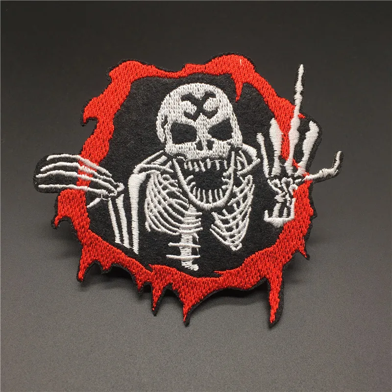 Punk Patch Size: 9.1x7.8cm Iron On Patch For Clothes Jacket Jeans Men DIY Embroidered Patches Appliques for Clothing Sitcker