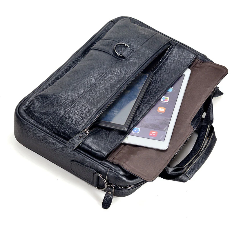 Imagem -04 - Grande Bolsa de Couro Genuíno dos Homens para Viagens de Negócios a4 Bolsa do Mensageiro Papel 14 Polegada Portátil Bolsa de Ombro Masculino Maleta