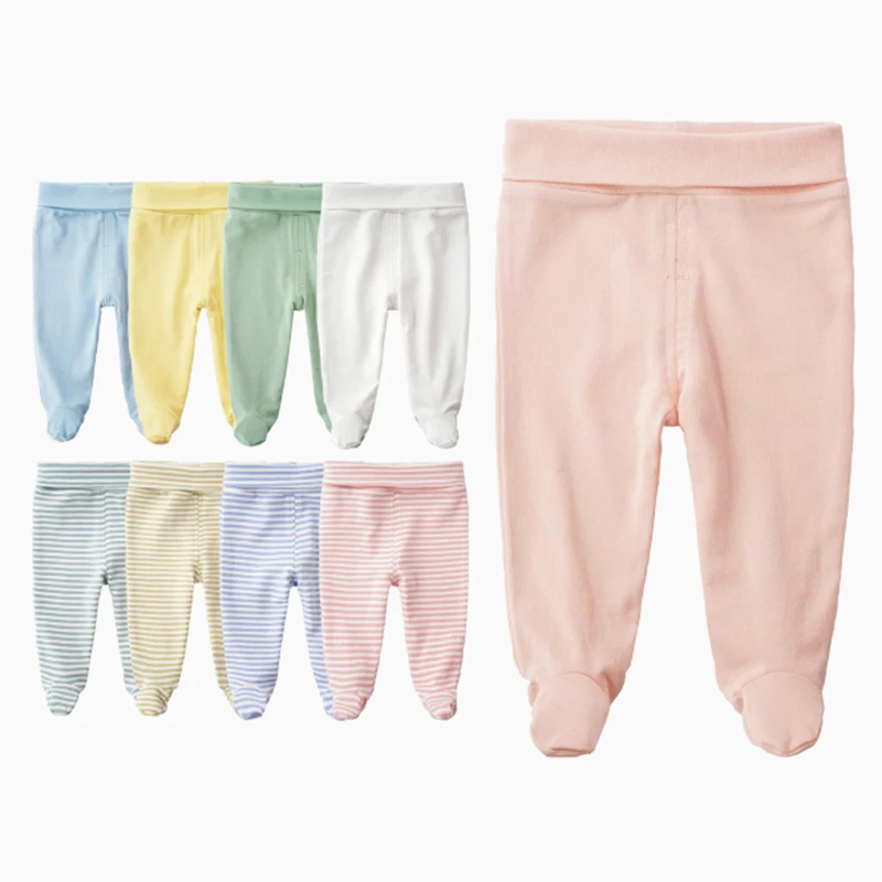 Newborn Baby Boy And Girls Pants 0-3-6 Kids Pure Cotton High Waist Trousers Spring Autumn Floor Pants Long Socks Cute Baby