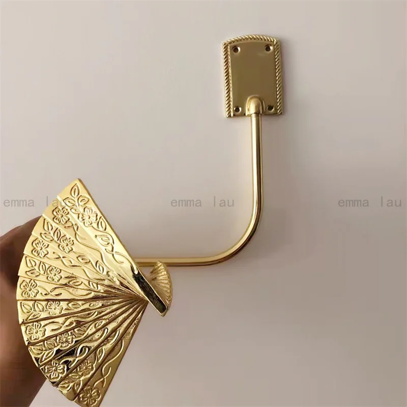 Modern Brass Curtain Hook Gold Swallow Fan Shape Curtain Holdbacks Wall Mounted Decoration Curtain Hanger for Living Room