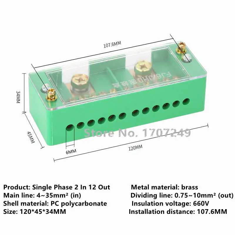 High Power Junction Box Quick Connect 220V Single Phase household Connector Zero-fire Shunt Terminal Block Box