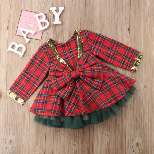 2pcs/set Plaid Christmas Dress For Girl Princess Kid Baby Girl Tulle Tutu Dresses Xmas New Year Red Party Dresses Girls Clothing