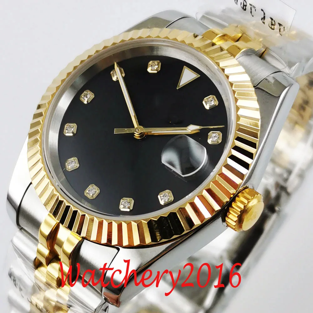 

BLIGER Sterile Stainless Steel Men's Watch Self Winding MIYOTA Movement Mental Strap Luminous Hand