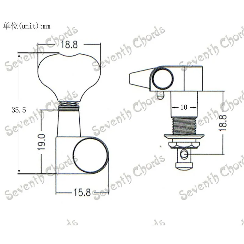 Ein Set mit 4 Stück 2R2L, keine Montageschrauben erforderlich, versiegelte Mechaniken, Stimmwirbel, Stimmköpfe für Ukulele, 4-saitige Gitarrenteile – Detail 1