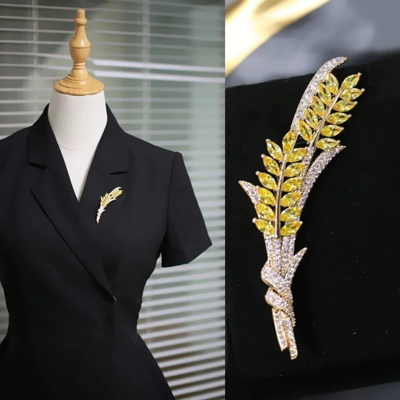 لون الذهب القمح الأذن بروش للرجال والنساء ، الرياح الطازجة والطبيعية ، مثلث ، شارة الجمالية ، اكسسوارات الملابس ، والأزياء