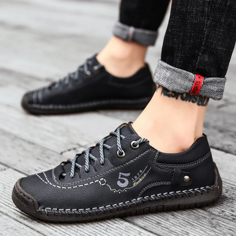 Spring and Summer Comfortable Men\'s Casual Shoes Loafers Fashion Men Leather Shoes Quality Split Leather Men Flats Moccasins 48