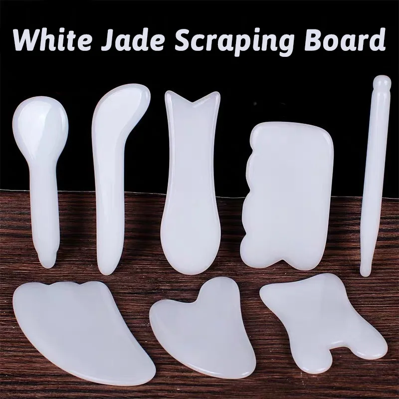 

Gua Sha Stone Natural White Jade Scraping Board Pressotherapy Soothing Massage Warm As Jade Face Care Facial Back Whole Massage