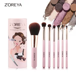 Hot Selling Zoreya 7 Artificial Fiber Barrel Makeup Brush Beginners Portable Beauty Brush Cosmetic Gift for Women
