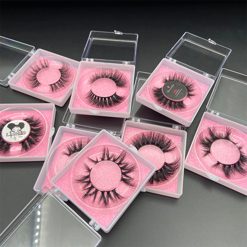 F5D Dramatic Mink Lashes Wispy Fluffy Eyelashes 3D Handmade Bulk Mink Eyelashes Packaging Boxes Custom Logo Soft Wispy Eyelashes