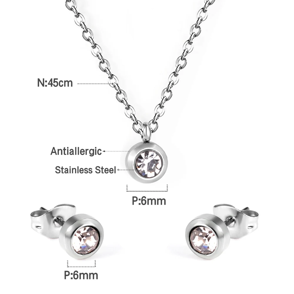 LUXUSTEEL النساء قلادة مجموعة مجوهرات 2021 الفولاذ المقاوم للصدأ الذهبي اللون جولة تشيكوسلوفاكيا قلادة قلادة Colllas سلاسل مجوهرات الطرف #5