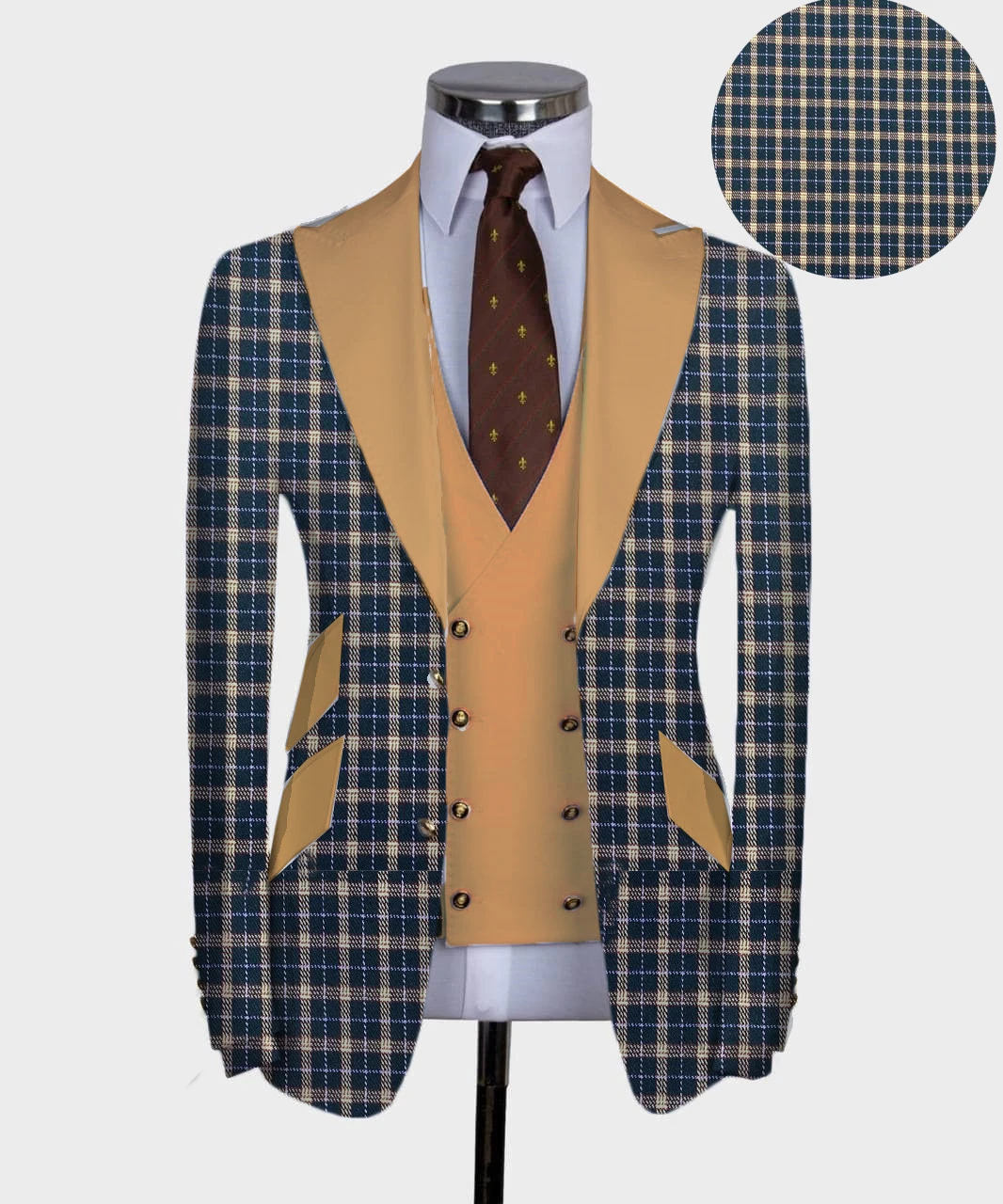 Newest Design Business Man Lattice Peak Lapel Groom Best Man Tuxedo 3Pcs (Blazer+Pant+Vest)Tailor-Made Suits Wedding For Man