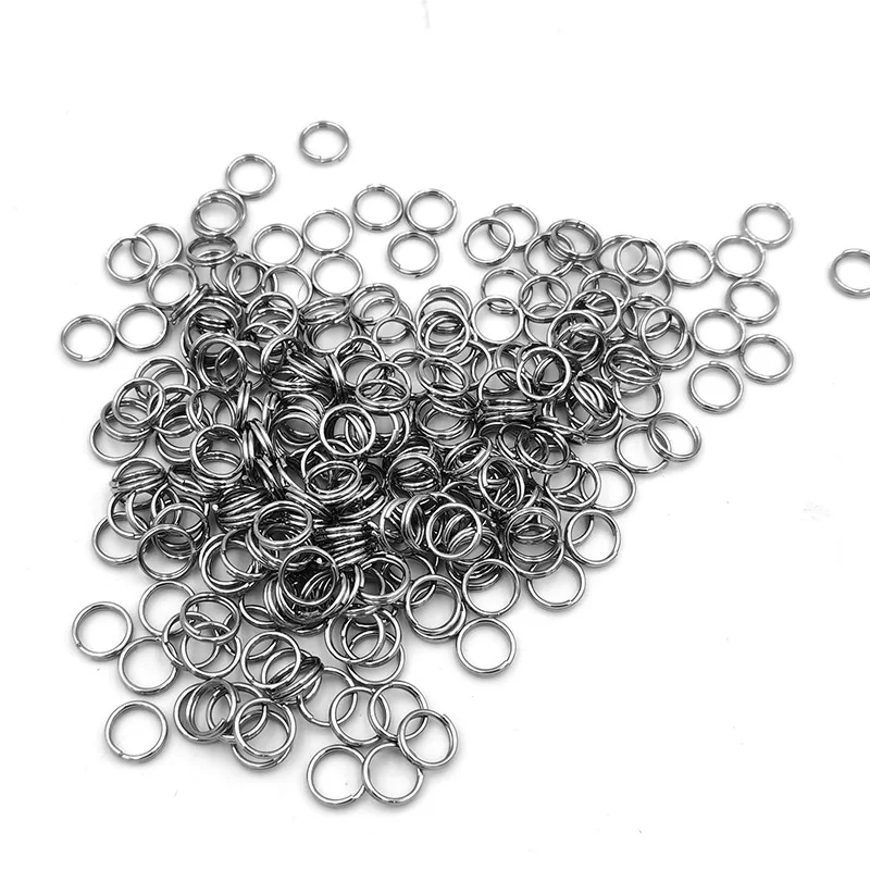 100Pcs/lot Latest Stainless Steel Double Circle Horse Small Key Ring Hemp Seed Times Key Ring Parts