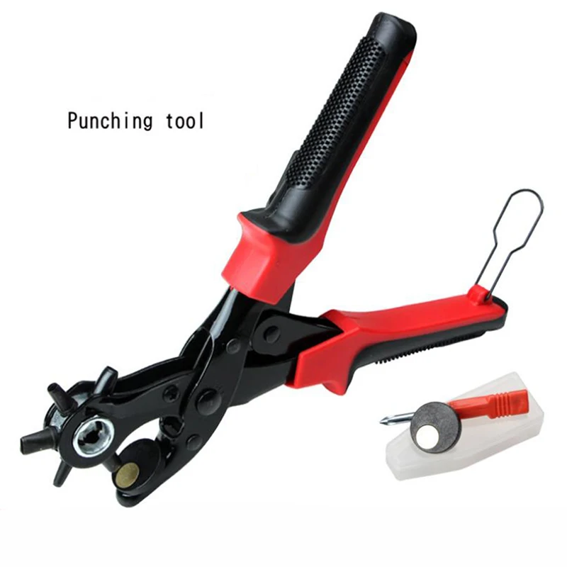 Heavy Duty Leather Belt Hole Punch Plier Eyelet Puncher Revolve Sewing Machine Bag Tool Watchband Strap Leather Paper Hole Maker